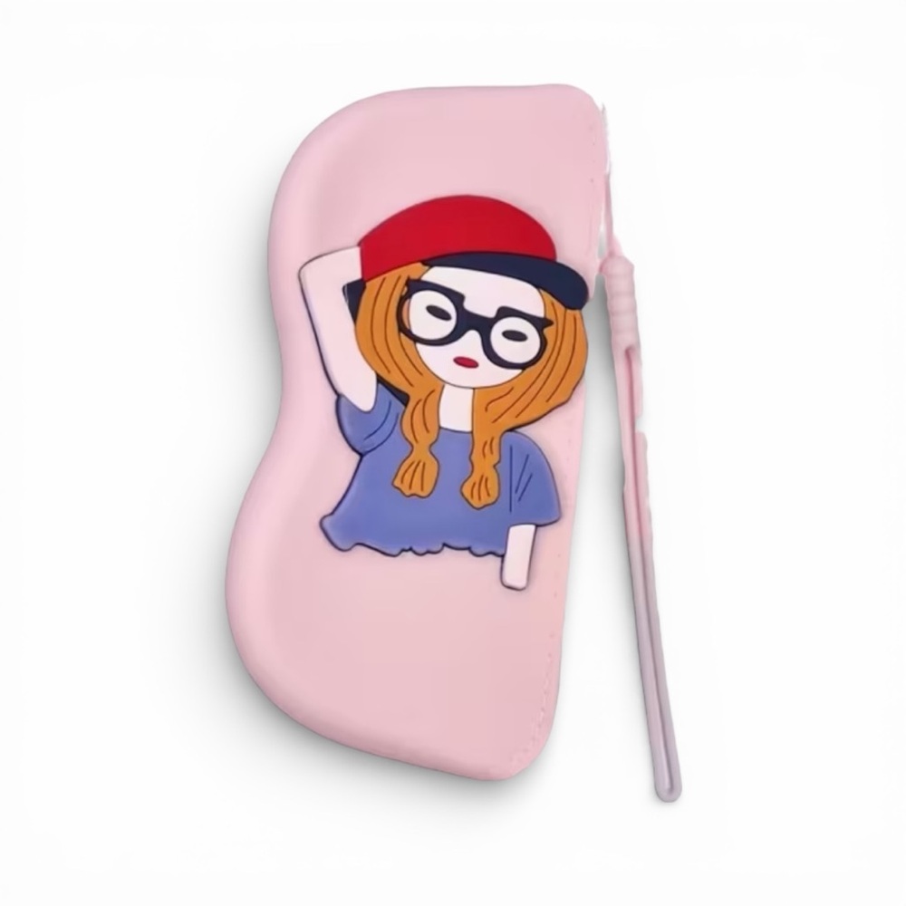 Pink Cartoon Young Woman Character Eyeglasses Cases NWOT